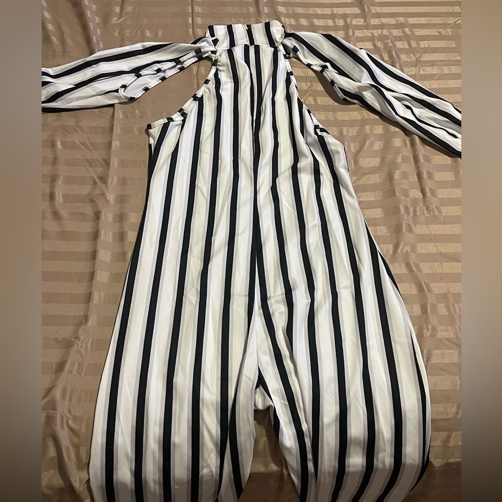 Long sleeve Stripes Jumpsuit Large Adult
